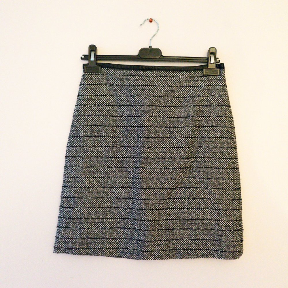 SZ 4 Tristan Tweed & Leather Skirt